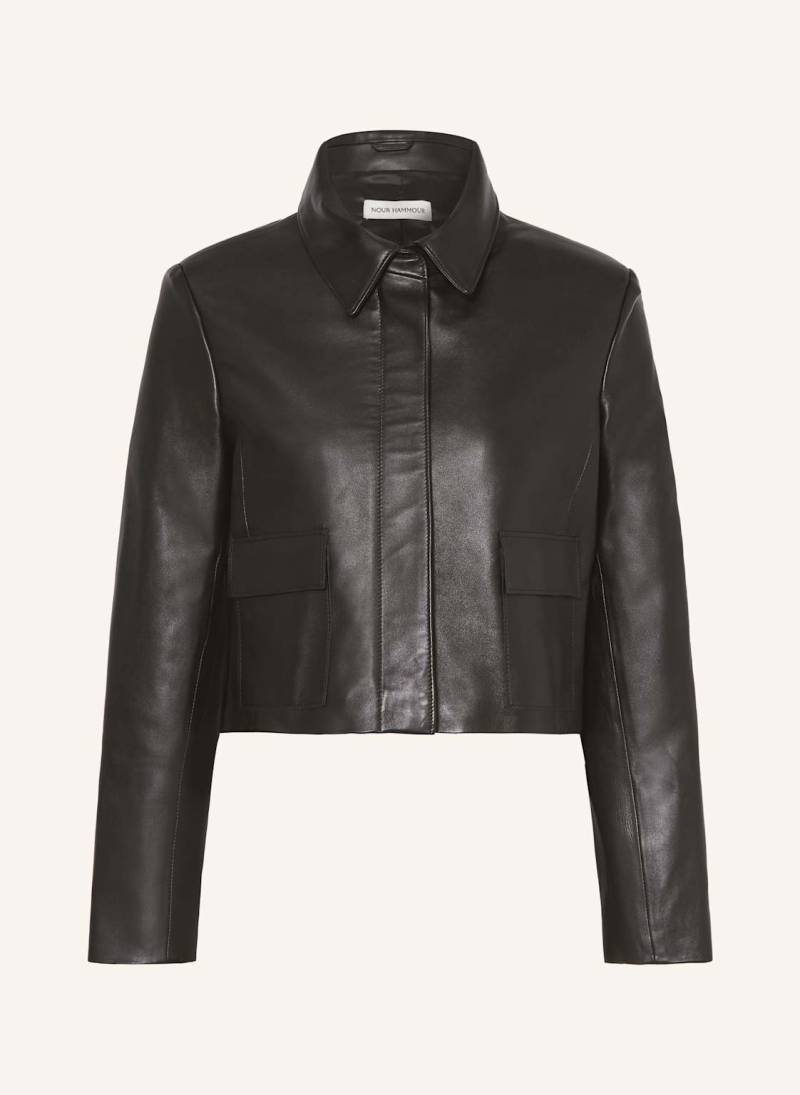 Nour Hammour Cropped-Lederjacke Bleeker schwarz von NOUR HAMMOUR