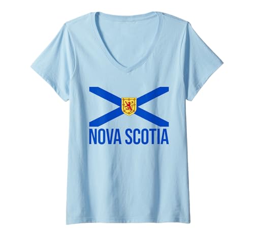 Damen FLAGGE VON NOVA SCOTIA, KANADA, NEW SCOTLAND, SALTIRE T-Shirt mit V-Ausschnitt Damen FLAGGE VON NOVA SCOTIA, KANADA, NEW SCOTLAND, SALTIRE T-Shirt mit V-Ausschnitt von NOVA SCOTIA CANADA FLAG
