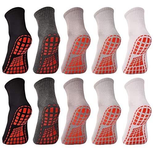 NOVAYARD 10 Paar Stoppersocken Griff Rutschfeste Socken Pilates Yoga Socken Antirutsch Haussocken für Damen Herren (Grundfarbe,L) von NOVAYARD
