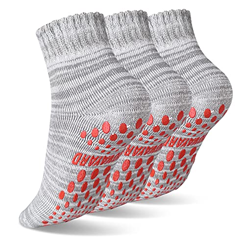 NOVAYARD 3 Paar Stoppersocken Griff Kuschelsocken mit Innenfrottee Wollsocken Wintersocken Anti Rutsch Socken Rutschfeste Socken Herren Damen (Grau,L) von NOVAYARD