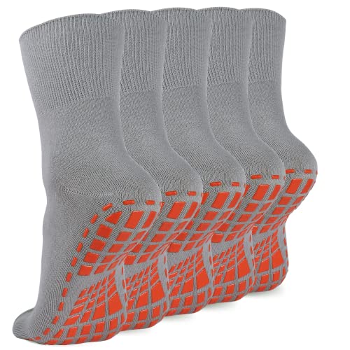 NOVAYARD 5 Paar Stoppersocken Yoga Anti Rutsch Socken Sticky Griff Socken Krankenhaus Pilates Rutschfeste Socken Damen Herren (Grau,M) von NOVAYARD