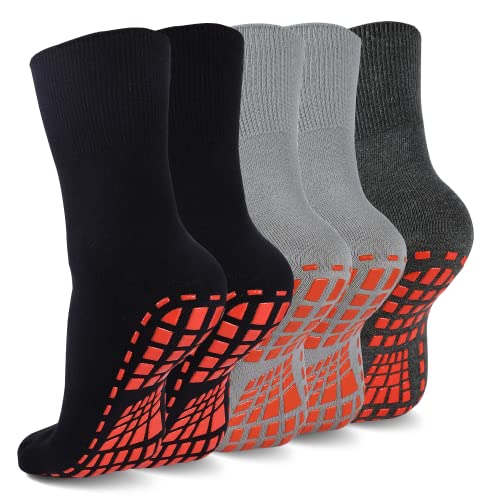 NOVAYARD 5 Paar Stoppersocken Yoga Anti Rutsch Socken Sticky Griff Socken Krankenhaus Pilates Rutschfeste Socken Damen Herren (Schwarz+Grau+Dunkelgrau,L) von NOVAYARD