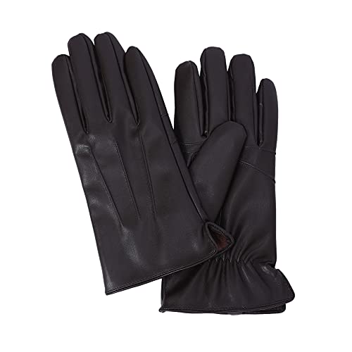 NOVBJECT Herren Lederhandschuhe Winter Full Hand Touchscreen Leder Fahren Klassische Warm Kaschmir Futter Outdoor Handschuhe (Braun, M) von NOVBJECT