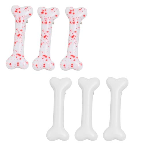 NOVERBEASTE OMLYER 6 Stück Harz-Hundeknochen-Haarspangen aus Metall, Krokodil-Haarklammern, Knochen, Haarspangen für Frauen und Mädchen, Halloween, Weihnachten, Cosplay, Kostüm, Party, Haarschmuck (2 von NOVERBEASTE OMLYER