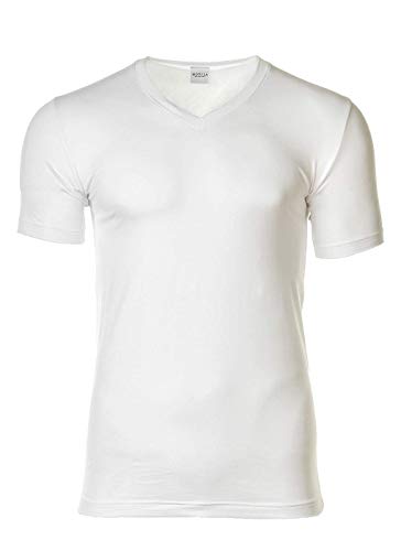 NOVILA Herren T-Shirt - V-Ausschnitt, Stretch Cotton, Fein-Single-Jersey, Weiß L (Large) von NOVILA