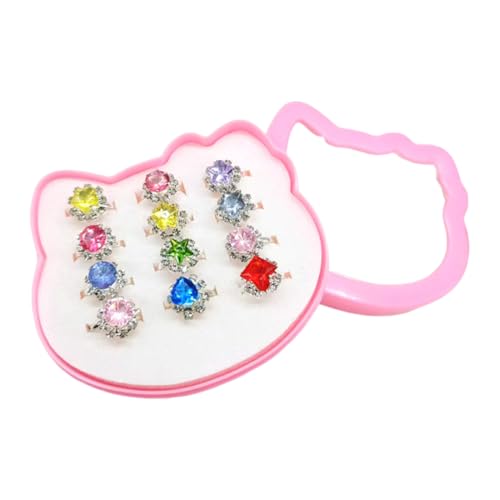 12 Stücke Mädchen Ringe, Schmuck Ring, Verstellbar Ring Kinder, Kinder Dress Up Ring Set von NOXYZA