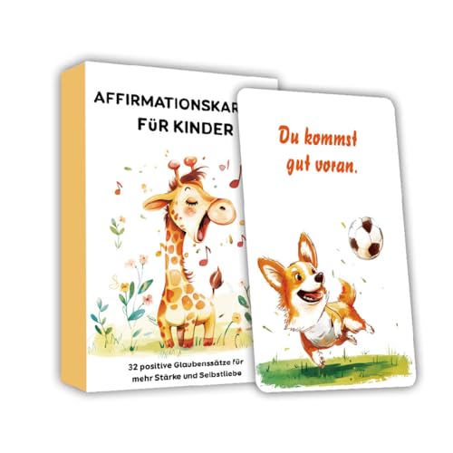 32 Affirmationskarten für Kinder, Selbstbewusstsein & Achtsamkeit stärken bei Kindern, Gefühlskarten, Motivationskarten für Kinder Einschulung Geschenk Selbstbewusstsein Stärken von NOXYZA