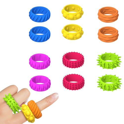 Fidget Ring Toys für Kinder Erwachsene,12 Stück,Finger-Spinner-Ringe,Anti Stress Autismus Spielzeug, Fidget Squishy Toy Anxiety ADHD Toys,Anti Stress Fidget Ring von NOXYZA