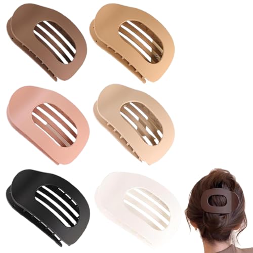 Haarklammern für Damen,6 Stück,Flach Sicherer Halt Innenzähne Haar Krallen,Haarspangen Damen Dünnes Haar,Haarklammer Gebogenes Design, Styling-Haarspangen,für Dünnes Haar und Dickes Haar von NOXYZA