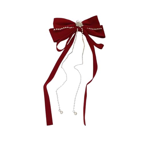 Haarschleife Damen Haarspange Mit Samt-Schleife Rot Groß Haarschleifen Clip Haarspangen Für Frauen Mädchen, Perfekt für stilvolle Frisuren von NOXYZA