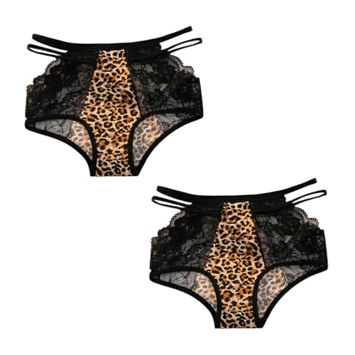 Nahtloser Slip mit hoher Taille, 2 Stück Damen Slip mit LeopardenmusterNicht abzeichnender Slip, ultrabequem & leicht, Dessous Damen, Einheitsgröße von NOXYZA