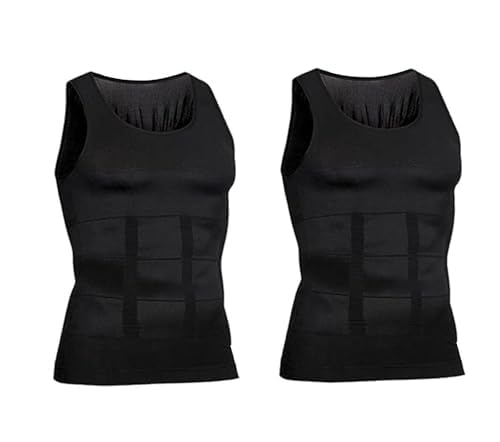 Manshaper – Shaper Tank Top, Body Shaper Bauchweg Weste Thermo-Kompressions-Shirt, Manshaper Tank Top, 2 x Schwarz, XL von NOZEM