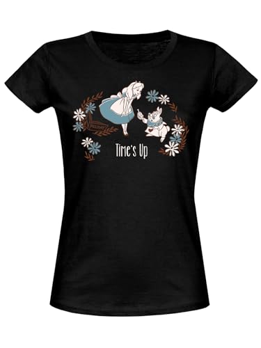 Alice in Wonderland Time's Up Damen T-Shirt schwarz, Größe:S von NP Nastrovje Potsdam