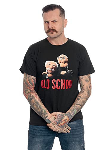 Disney The Muppets Old School Herren T-Shirt schwarz, Rundhals, unifarben, ohne Kragen, Kurzarm, Größe:L von NP Nastrovje Potsdam