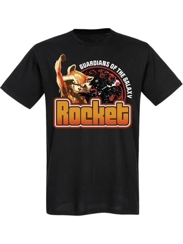 Guardians of The Galaxy Rocket Here We Go Herren T-Shirt schwarz, Größe:L von NP Nastrovje Potsdam