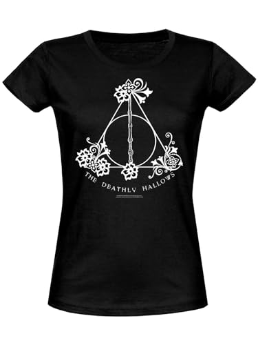 Harry Potter Deathly Hallows Flower T-Shirt Female schwarz, Größe:XXL von NP Nastrovje Potsdam