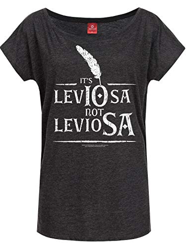 Harry Potter Leviosa Damen Loose-Shirt dunkelgrau meliert, Größe:XXL von NP Nastrovje Potsdam