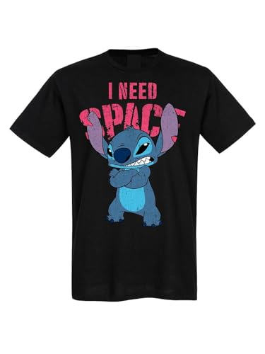 Lilo & Stitch I Need Space Herren T-Shirt schwarz, Größe:L von NP Nastrovje Potsdam