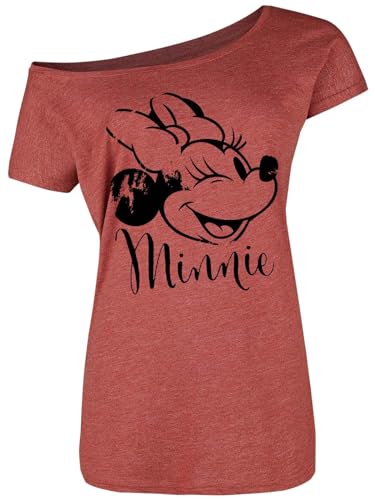 Mickey & Minnie Mouse Minnie Mouse Winking Damen Loose-Shirt rot meliert, Größe:XXL von NP Nastrovje Potsdam