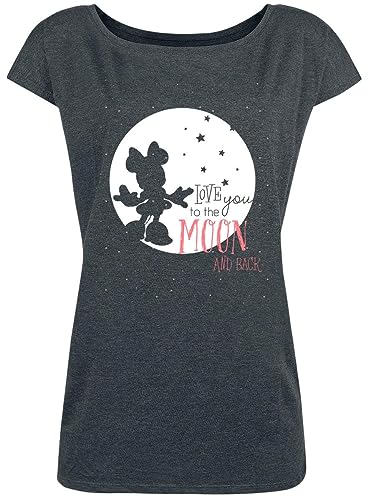 Mickey & Minnie Mouse Moon Damen Loose-Shirt dunkelgrau meliert, Größe:L von NP Nastrovje Potsdam