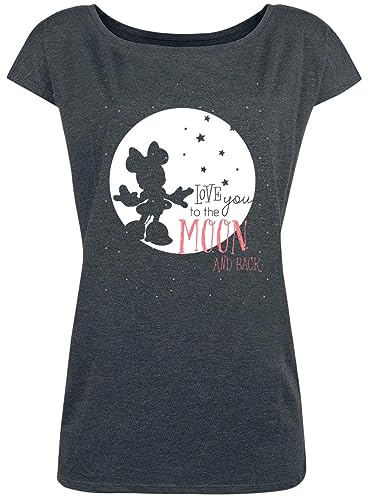 Mickey & Minnie Mouse Moon Damen Loose-Shirt dunkelgrau meliert, Größe:M von NP Nastrovje Potsdam