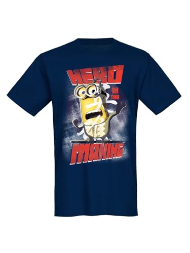 Minions Hero Herren T-Shirt Marine, Rundhals, ohne Kragen, gerade, Kurzarm, normal, Größe:M von NP Nastrovje Potsdam