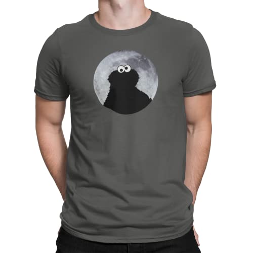 Sesamstrasse Cookie Monster in Mondlicht Herren T-Shirt Grau, Gr: L von NP Nastrovje Potsdam