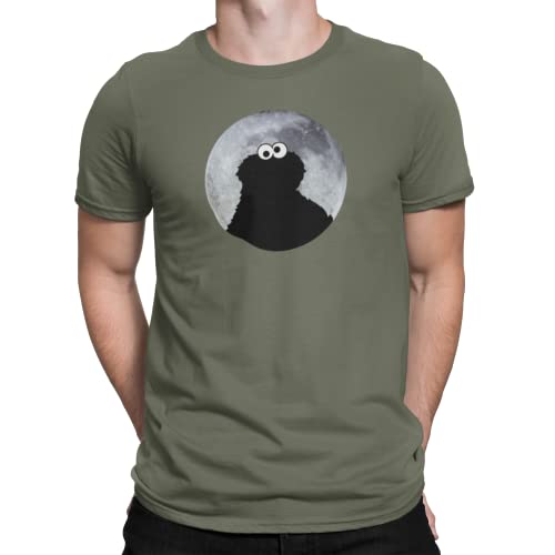 Sesamstrasse Cookie Monster in Mondlicht Herren T-Shirt Khaki, Gr: 2XL von NP Nastrovje Potsdam