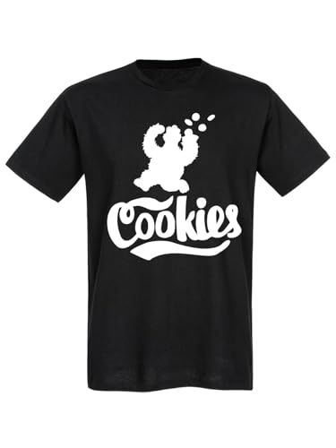 Sesamstrasse Cookie Night Glow Fridge Finder T-Shirt Male schwarz, Rundhals, Motiv einseitig, ohne Kragen, Kurzarm, Größe:L von NP Nastrovje Potsdam