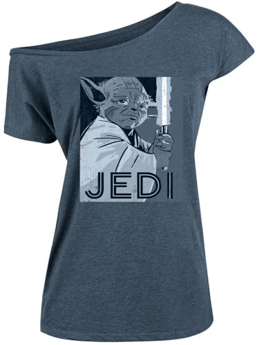 Star Wars Jedi Damen Loose-Shirt blau meliert, Größe:M von NP Nastrovje Potsdam