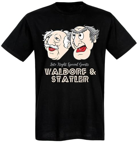 The Muppets Late Night Waldorf & Statler Herren T-Shirt schwarz, Rundhals, ohne Kragen, gerade, Kurzarm, normal, Größe:XL von NP Nastrovje Potsdam