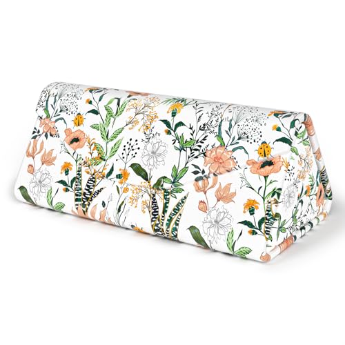 NPOOYI Sonnenbrillenetui, faltbares Brillenetui, magnetisch, PU-Leder, Hartschale, faltbare Brillenhalterbox, zusammenklappbar, Unisex, Bunte kleine Blumen, 1 Stück von NPOOYI