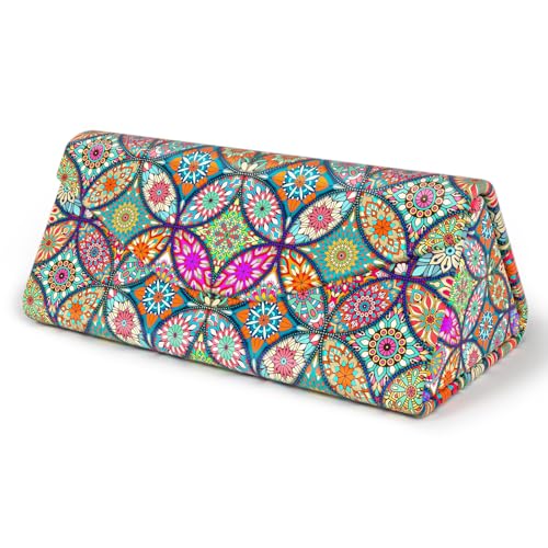 NPOOYI Sonnenbrillenetui, faltbares Brillenetui, magnetisch, PU-Leder, Hartschale, faltbare Brillenhalterbox, zusammenklappbar, Unisex, Schönes Mandala, Einheitsgröße von NPOOYI