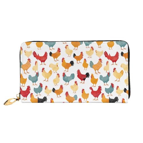 NPOREJKNGF A Brood of Chickens Stilvolle Ledergeldbörse für modisch bedruckte Geldbörse mit mehreren Kartenfächern, Münzfach mit Reißverschluss und Ausweisfenster, Schwarz , Einheitsgröße von NPOREJKNGF