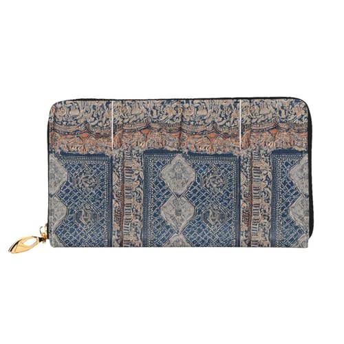 NPOREJKNGF Abstrakte blaue stilvolle Ledergeldbörse für modisch bedruckte Geldbörse mit mehreren Kartenfächern, Münzfach mit Reißverschluss und Ausweisfenster, Schwarz , Einheitsgröße von NPOREJKNGF