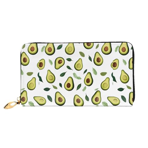 NPOREJKNGF Avocado Stilvolle Ledergeldbörse für modisch bedruckte Geldbörse mit mehreren Kartenfächern, Münzfach mit Reißverschluss und Ausweisfenster, Geschenk, Schwarz , Einheitsgröße von NPOREJKNGF