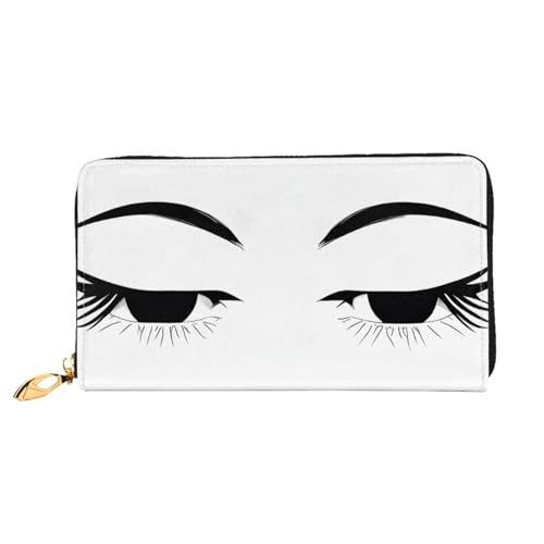 NPOREJKNGF Eyelash Stilvolle Geldbörse aus Leder für modisch bedruckte Geldbörse mit mehreren Kartenfächern, Münzfach mit Reißverschluss und Ausweisfenster, Schwarz , Einheitsgröße von NPOREJKNGF