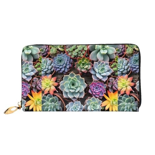 NPOREJKNGF Farbenfrohe, saftige Ledergeldbörse für modisch bedruckte Geldbörse mit mehreren Kartenfächern, Münzfach mit Reißverschluss und Ausweisfenster, Schwarz , Einheitsgröße von NPOREJKNGF