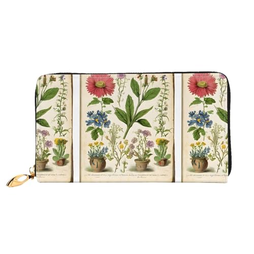 NPOREJKNGF Floral in The Old Book, stilvolle Ledergeldbörse für modisch bedruckte Geldbörse mit mehreren Kartenfächern, Münzfach mit Reißverschluss und Ausweisfenster, Schwarz , Einheitsgröße von NPOREJKNGF