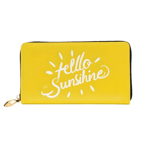 NPOREJKNGF Goodlooking Hello Stilvolle Ledergeldbörse für modisch bedruckte Geldbörse mit mehreren Kartenfächern, Münzfach mit Reißverschluss und Ausweisfenster, Geschenk, Schwarz , Einheitsgröße von NPOREJKNGF