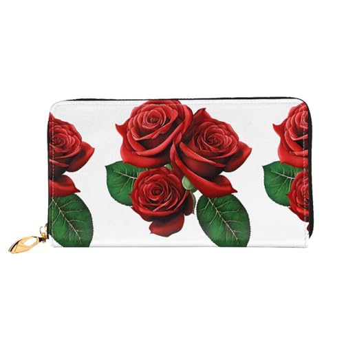 NPOREJKNGF Gothic Roses Stilvolle Ledergeldbörse für modisch bedruckte Geldbörse mit mehreren Kartenfächern, Münzfach mit Reißverschluss und Ausweisfenster, Schwarz , Einheitsgröße von NPOREJKNGF