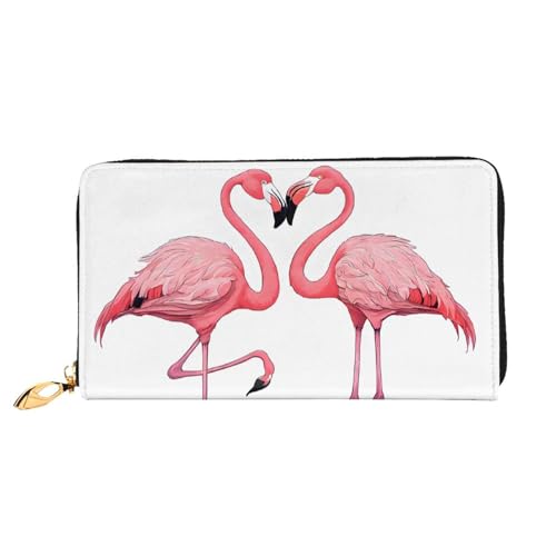 NPOREJKNGF Ink Flamingos Stilvolle Ledergeldbörse für modisch bedruckte Geldbörse mit mehreren Kartenfächern, Münzfach mit Reißverschluss und Ausweisfenster, Geschenk, Schwarz , Einheitsgröße von NPOREJKNGF