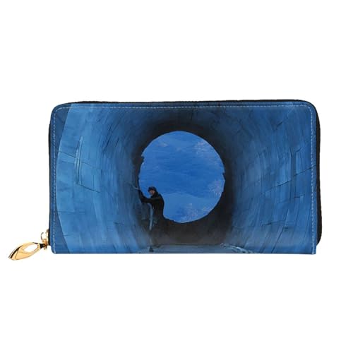 NPOREJKNGF Künstliche Intelligenz Gehirn Stilvolle Ledergeldbörse für modisch bedruckte Geldbörse mit mehreren Kartenfächern, Münzfach mit Reißverschluss und Ausweisfenster, Schwarz , Einheitsgröße von NPOREJKNGF