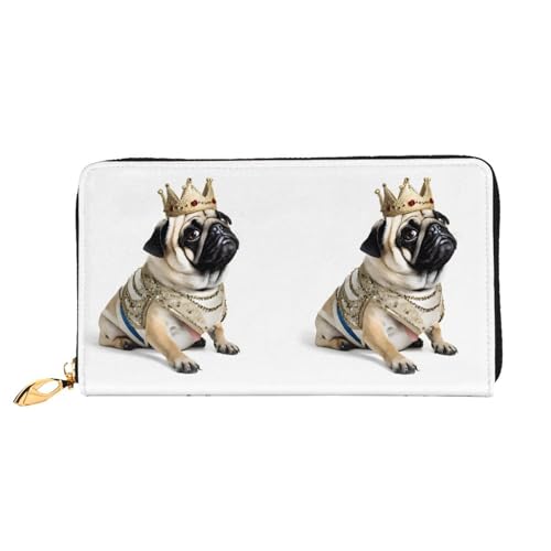 NPOREJKNGF Niedliche Hunde-Geldbörse aus Leder für modisch bedruckte Geldbörse mit mehreren Kartenfächern, Münzfach mit Reißverschluss und Ausweisfenster, Schwarz , Einheitsgröße von NPOREJKNGF