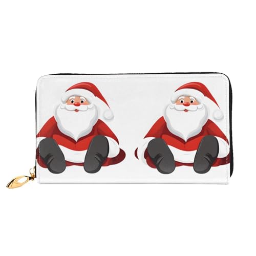 NPOREJKNGF Niedliche Weihnachtsmann-Geldbörse aus Leder für modisch bedruckte Geldbörse mit mehreren Kartenfächern, Münzfach mit Reißverschluss und Ausweisfenster, Schwarz , Einheitsgröße von NPOREJKNGF