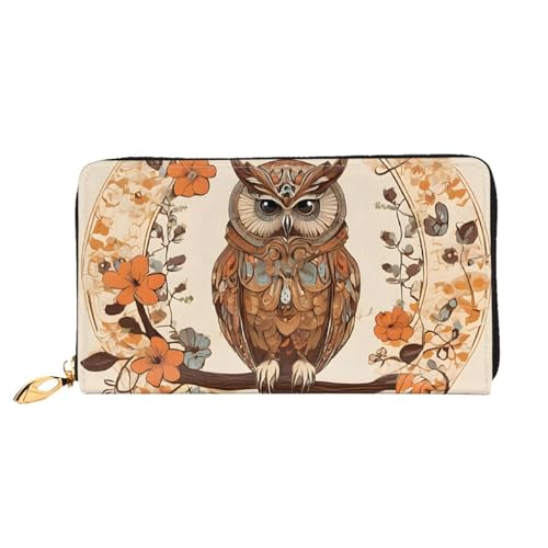 NPOREJKNGF Owl Beliefs Stilvolle Ledergeldbörse für modisch bedruckte Geldbörse mit mehreren Kartenfächern, Münzfach mit Reißverschluss und Ausweisfenster, Geschenk, Schwarz , Einheitsgröße von NPOREJKNGF