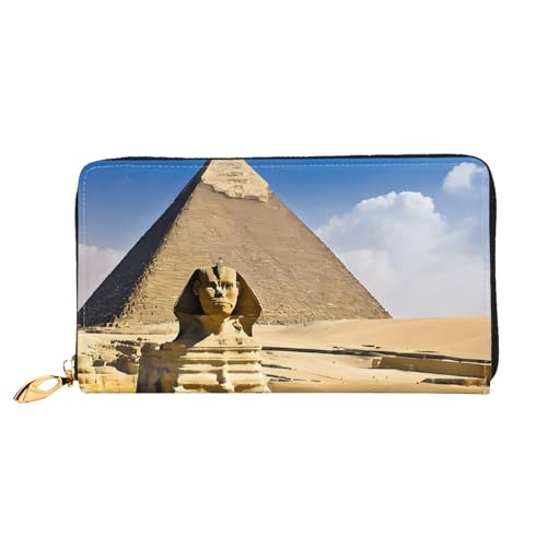 NPOREJKNGF Pyramids of Egypt Stilvolle Ledergeldbörse für modisch bedruckte Geldbörse mit mehreren Kartenfächern, Münzfach mit Reißverschluss und Ausweisfenster, Geschenk, Schwarz , Einheitsgröße von NPOREJKNGF