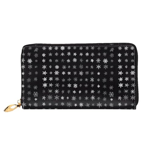 NPOREJKNGF Schwarze und weiße Schnee-Geldbörse aus Leder für modisch bedruckte Geldbörse mit mehreren Kartenfächern, Münzfach mit Reißverschluss und Ausweisfenster, Schwarz , Einheitsgröße von NPOREJKNGF
