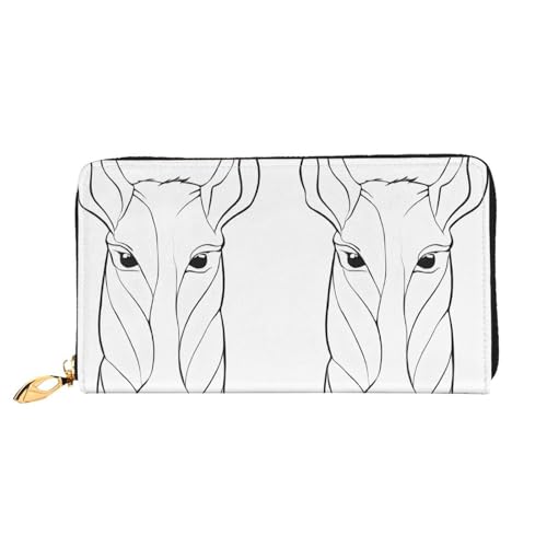 NPOREJKNGF Schwarze und weiße Tier-Geldbörse aus Leder für modisch bedruckte Geldbörse mit mehreren Kartenfächern, Münzfach mit Reißverschluss und Ausweisfenster, Schwarz , Einheitsgröße von NPOREJKNGF