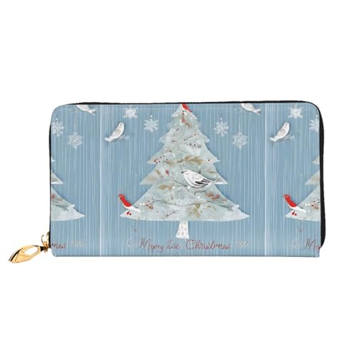 NPOREJKNGF Seashell Weihnachts-Geldbörse aus Leder für modisch bedruckte Geldbörse mit mehreren Kartenfächern, Münzfach mit Reißverschluss und Ausweisfenster, Geschenk, Schwarz , Einheitsgröße von NPOREJKNGF